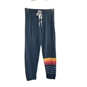 NWT PJ Salvage XS Blue Jogger Lounge Pajama Pants Stripes One Leg #6297